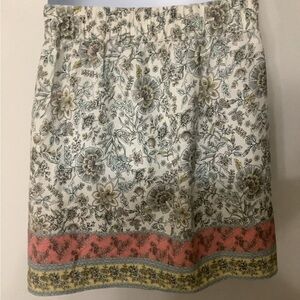 LOFT Multicolor Floral Linen Blend Skirt